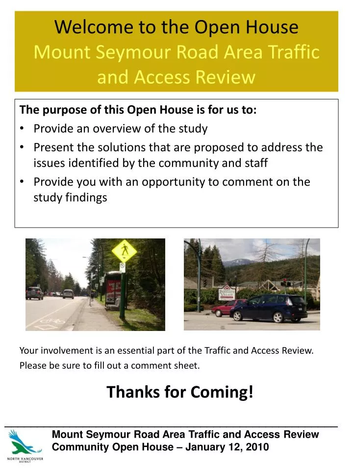 welcome to the open house mount seymour road area traffic and access review