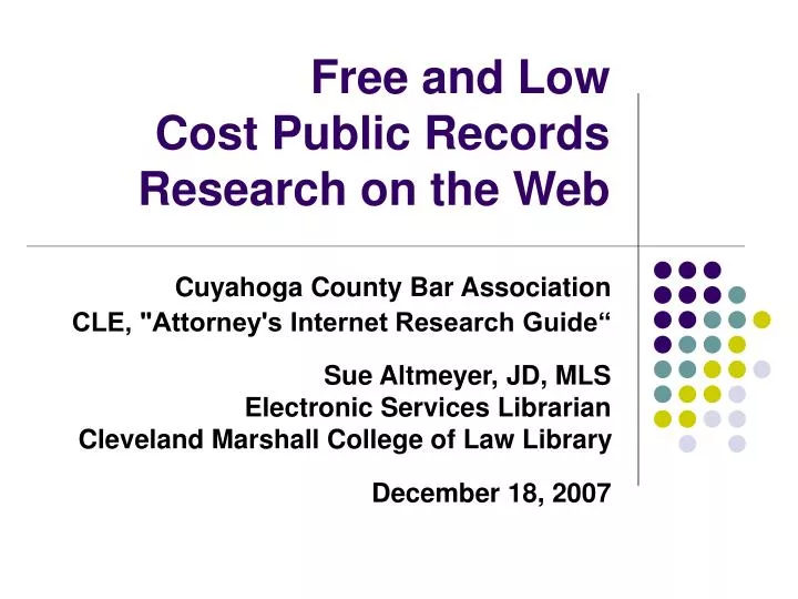 free and low cost public records research on the web