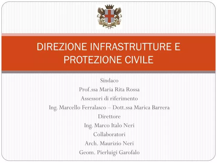 direzione infrastrutture e protezione civile