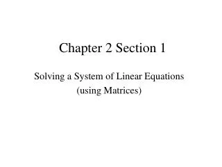 Chapter 2 Section 1