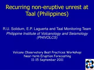Recurring non-eruptive unrest at Taal (Philippines)