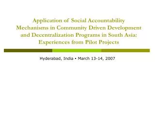 Hyderabad, India ? March 13-14, 2007