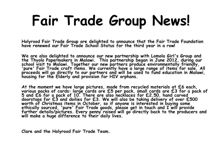 fair trade group news