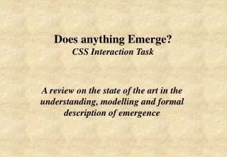 Does anything Emerge? CSS Interaction Task