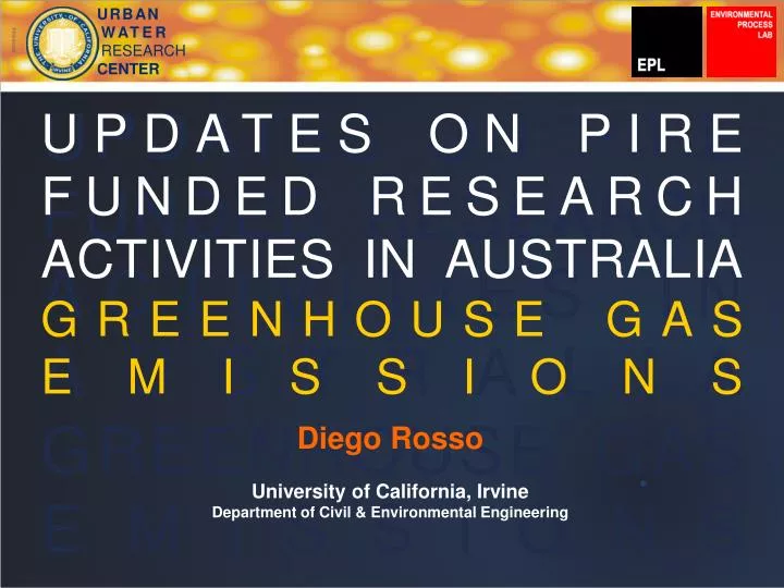 updates on pire funded research activities in australia greenhouse gas emissions