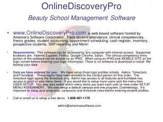 OnlineDiscoveryPro Beauty School Management Software