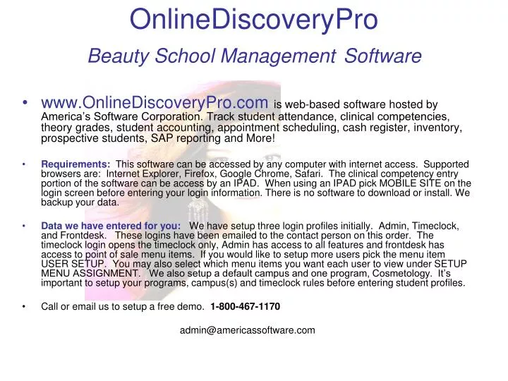 onlinediscoverypro beauty school management software