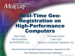 Real-Time Geo-Registration on High-Performance Computers