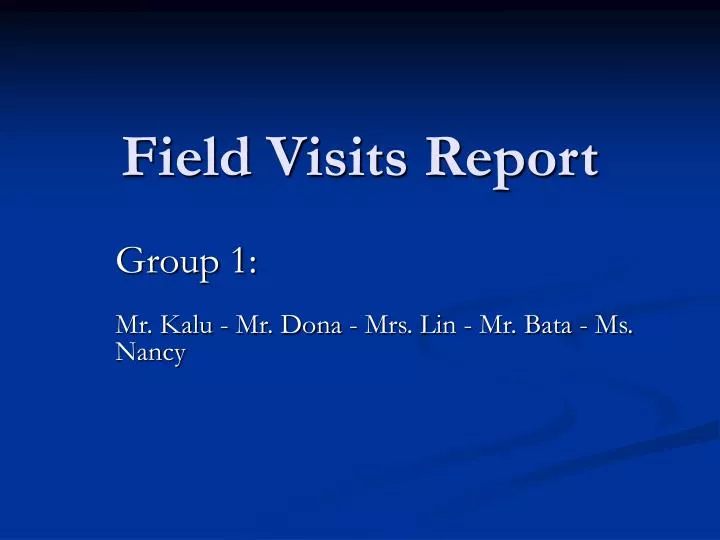 field visits report