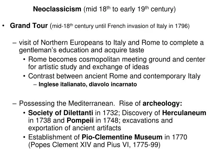 neoclassicism mid 18 th to early 19 th century