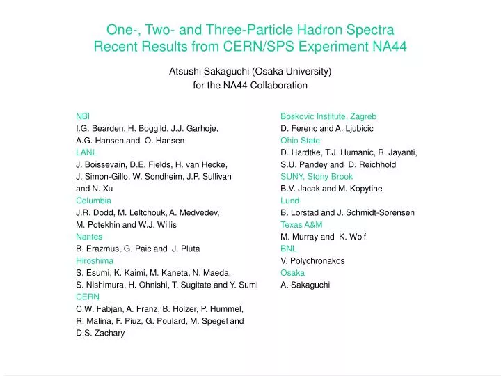 one two and three particle hadron spectra recent results from cern sps experiment na44