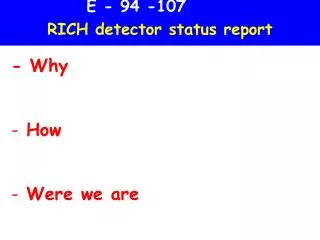 E - 94 -107 RICH detector status report