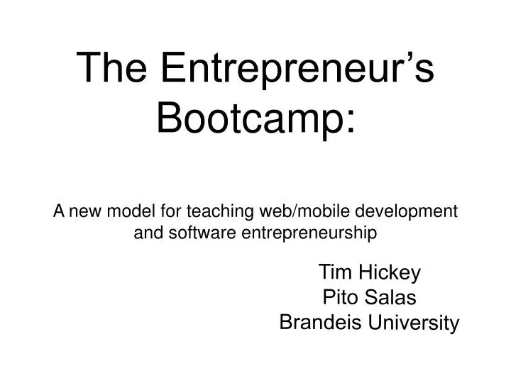 the entrepreneur s bootcamp