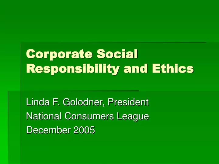 corporate social responsibility and ethics