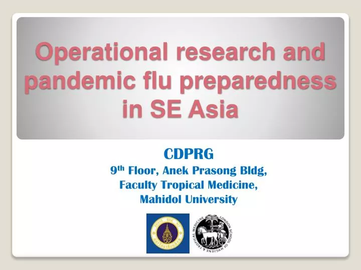 operational research and pandemic flu preparedness in se asia