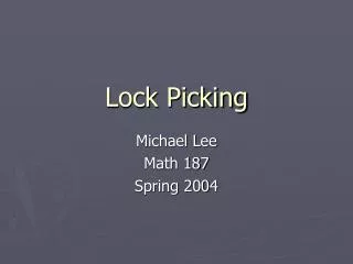 Lock Picking