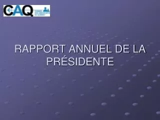 rapport annuel de la pr sidente