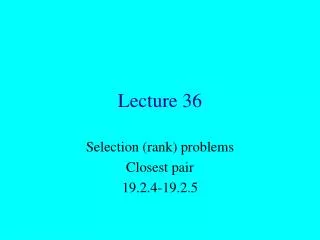 Lecture 36