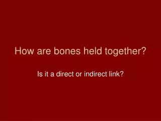 How are bones held together?