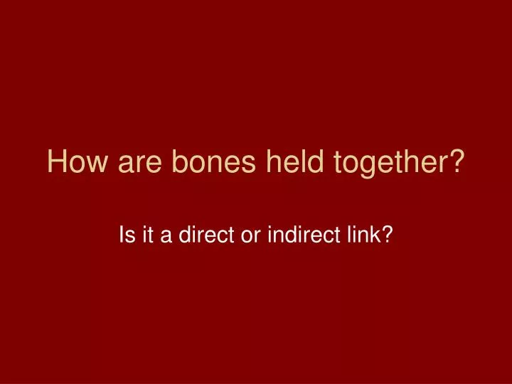 how are bones held together