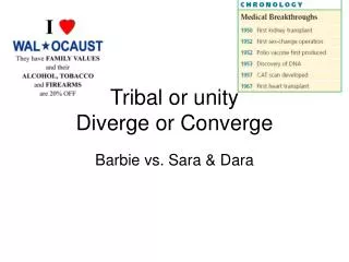 Tribal or unity Diverge or Converge