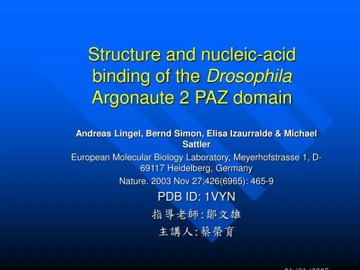 structure and nucleic acid binding of the drosophila argonaute 2 paz domain