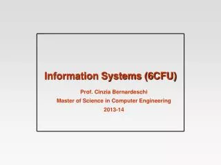 Information Systems (6CFU)