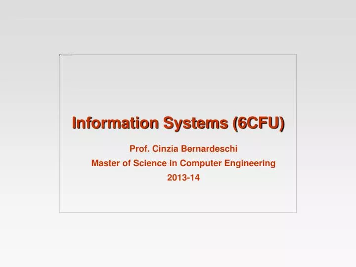 information systems 6cfu