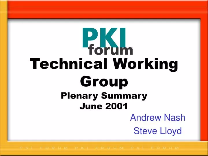 technical working group plenary summary june 2001