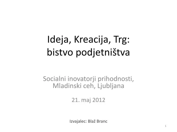 ideja kreacija trg bistvo podjetni tva