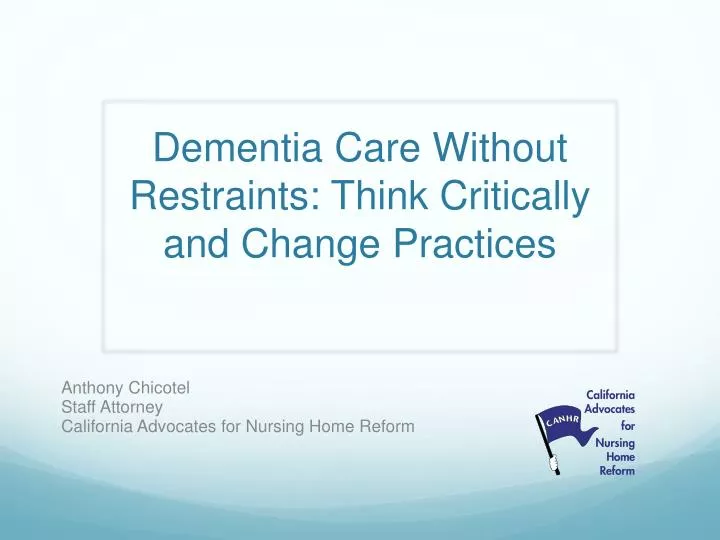dementia care without restraints think critically and change practices