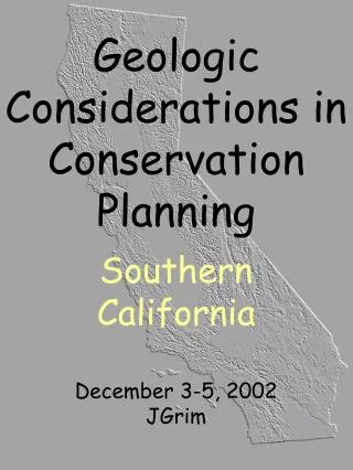 Geologic Considerations in Conservation Planning