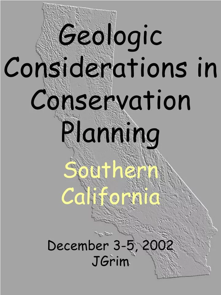 geologic considerations in conservation planning