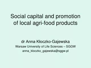 Social capital and promotion of local agri-food products