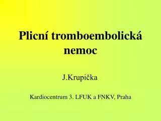 plicn tromboembolick nemoc