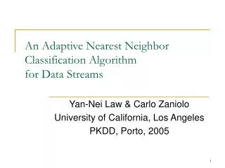 An Adaptive Nearest Neighbor Classification Algorithm for Data Streams