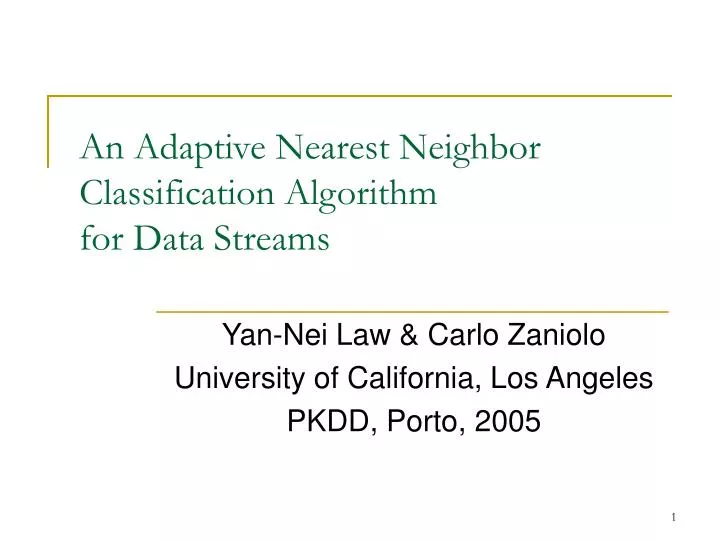 an adaptive nearest neighbor classification algorithm for data streams