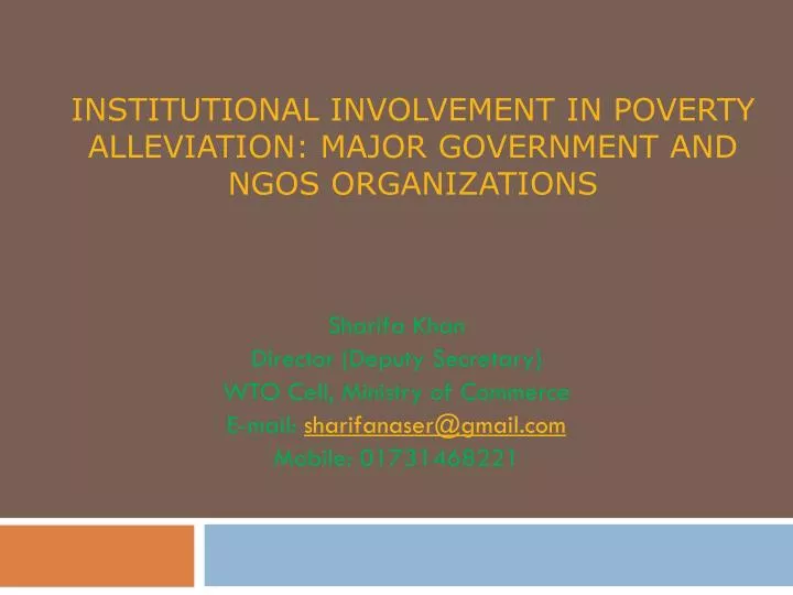 institutional involvement in poverty alleviation major government and ngos organizations