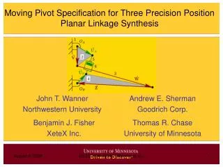 moving pivot specification for three precision position planar linkage synthesis