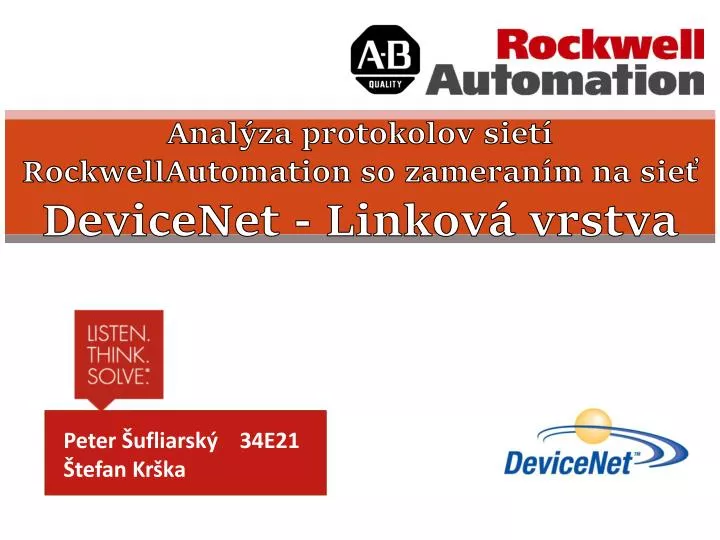 anal za protokolov siet rockwellautomation so zameran m na sie devicenet linkov vrstva