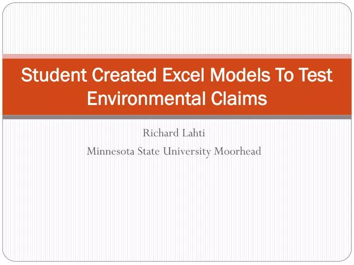 student created excel models to test environmental claims