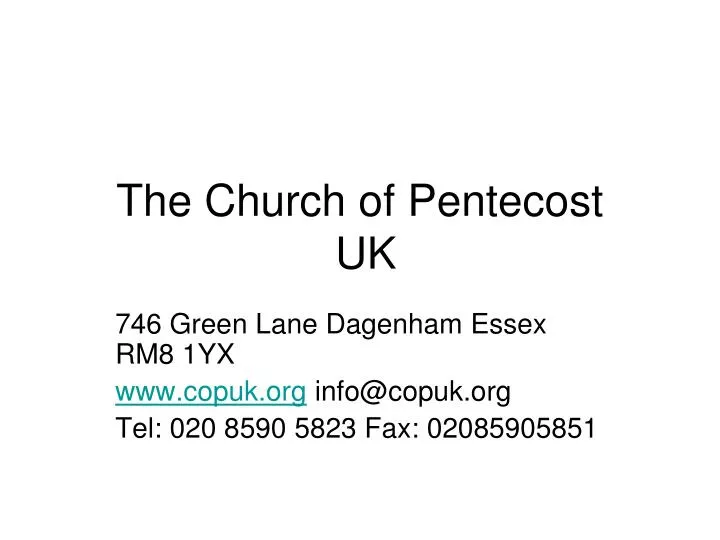 the church of pentecost uk