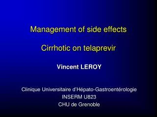Management of side effects Cirrhotic on telaprevir