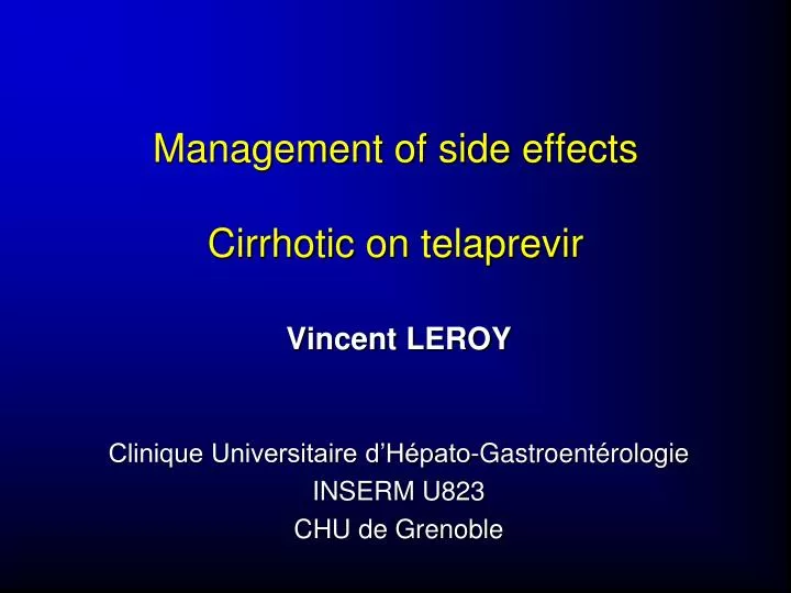management of side effects cirrhotic on telaprevir