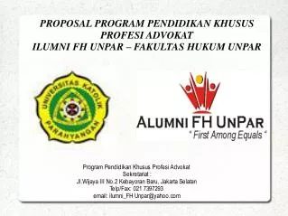 proposal program pendidikan khusus profesi advokat ilumni fh unpar fakultas hukum unpar
