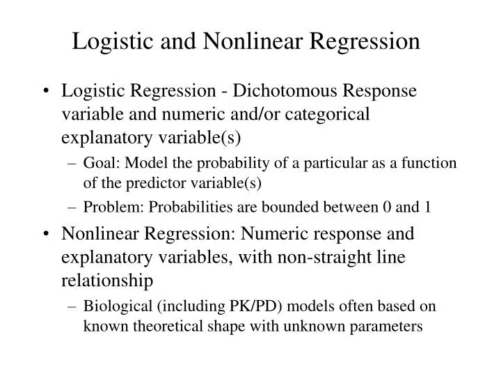 logistic and nonlinear regression