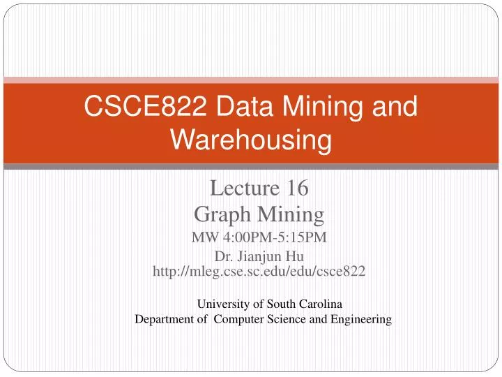 csce822 data mining and warehousing