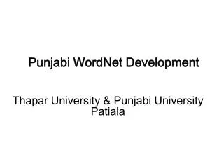 Punjabi WordNet Development