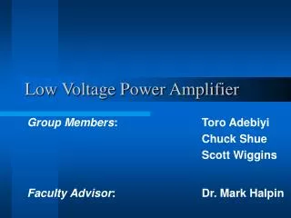 Low Voltage Power Amplifier
