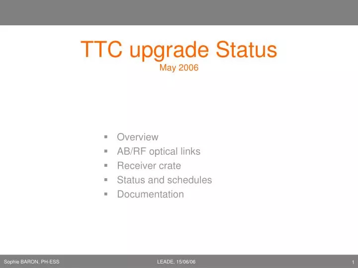 ttc upgrade status may 2006
